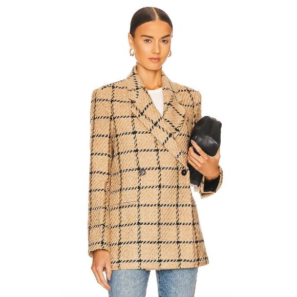 Anine Bing Kaia Blazer Camel Check Size XS - Picture 2 of 7